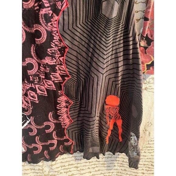 Vintage Desigual V-Neck Multicolored Multi Pattern Graffiti Size M Womens Dress - Picture 10 of 12